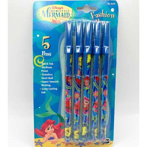 VNTG 1997 Disney’s The Little Mermaid Fashion Ink Pens Character Print RoseArt - Picture 1 of 5